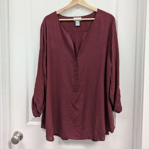 Soft Surroundings Maroon Tunic Blouse